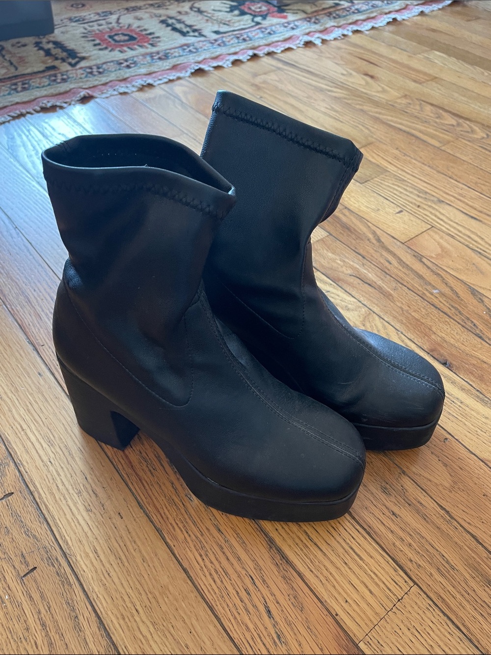 Black Platform Sock Booties
